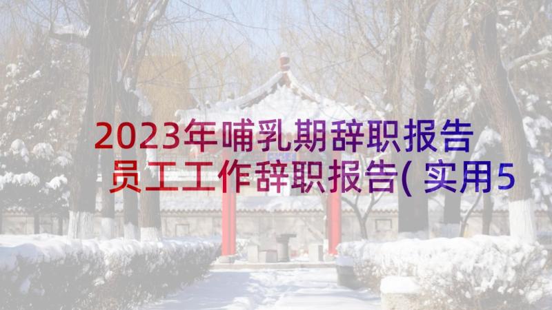 2023年哺乳期辞职报告 员工工作辞职报告(实用5篇)