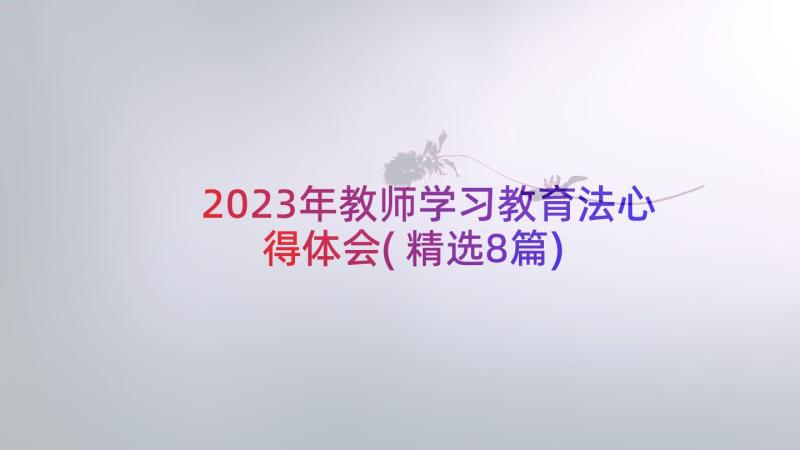 2023年教师学习教育法心得体会(精选8篇)