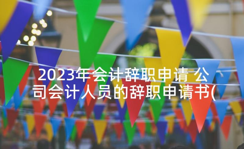 2023年会计辞职申请 公司会计人员的辞职申请书(优质5篇)