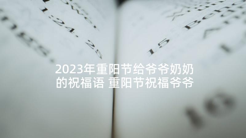 2023年重阳节给爷爷奶奶的祝福语 重阳节祝福爷爷奶奶(精选9篇)