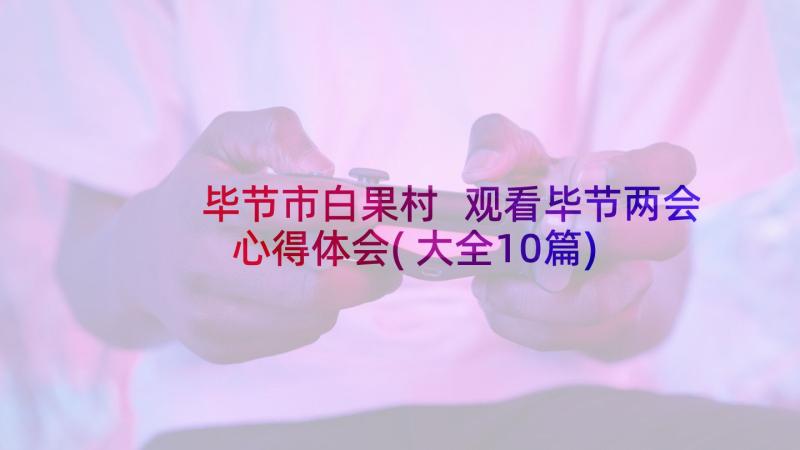 毕节市白果村 观看毕节两会心得体会(大全10篇)