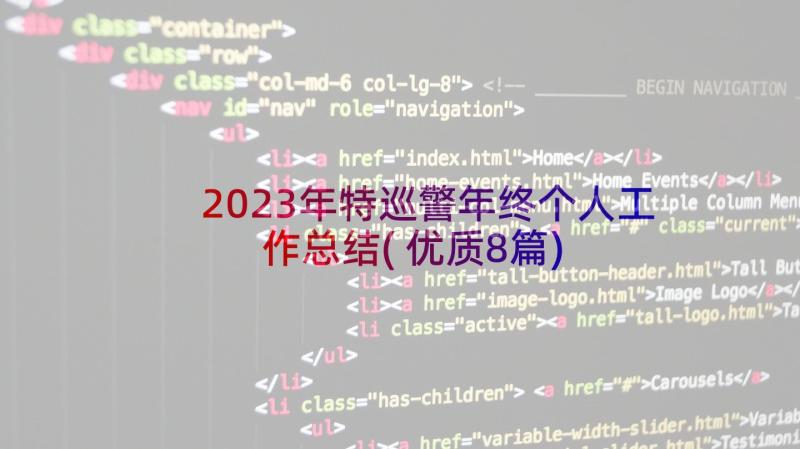 2023年特巡警年终个人工作总结(优质8篇)