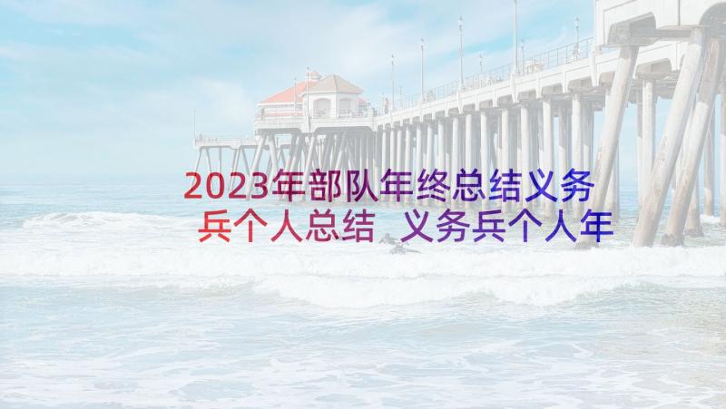 2023年部队年终总结义务兵个人总结 义务兵个人年终总结(大全5篇)