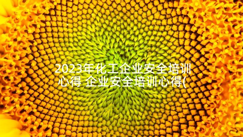 2023年化工企业安全培训心得 企业安全培训心得(模板8篇)