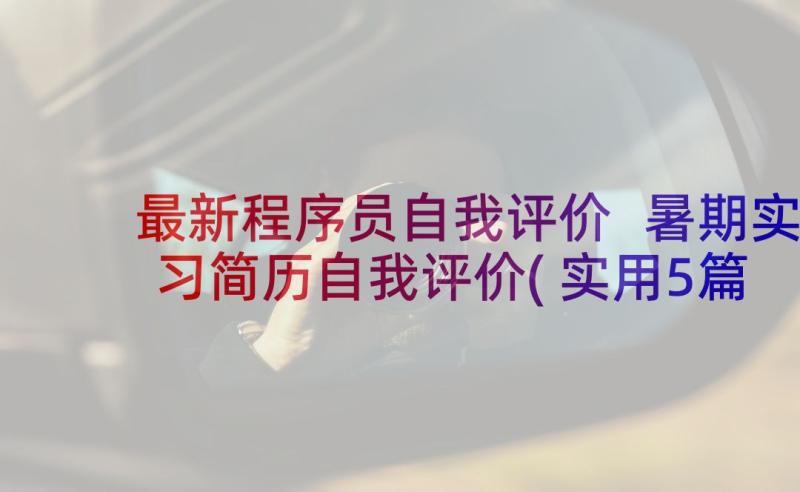 最新程序员自我评价 暑期实习简历自我评价(实用5篇)