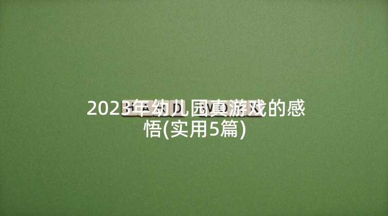 2023年幼儿园真游戏的感悟(实用5篇)