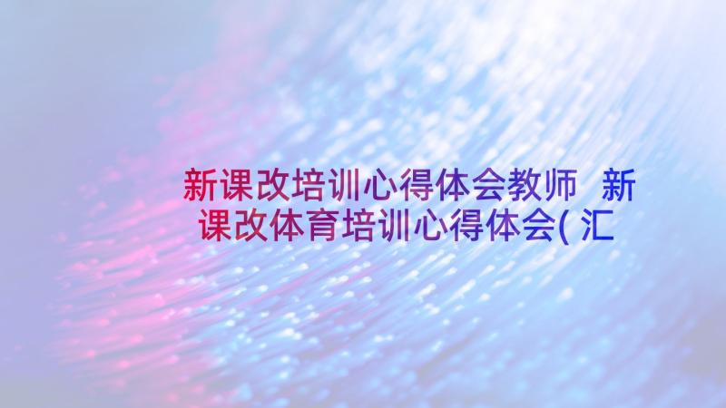 新课改培训心得体会教师 新课改体育培训心得体会(汇总5篇)