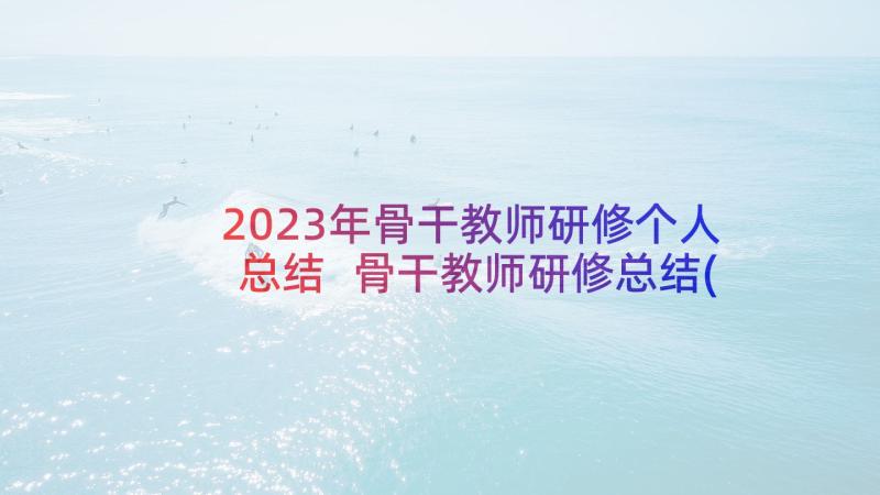 2023年骨干教师研修个人总结 骨干教师研修总结(通用8篇)