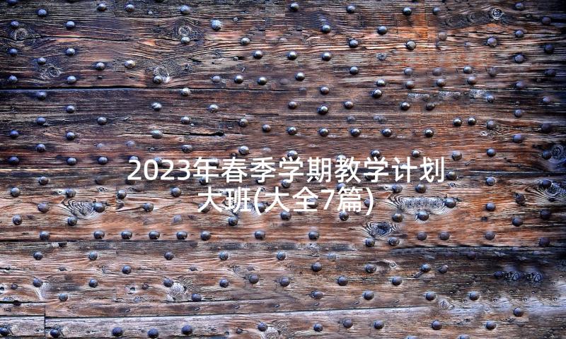 2023年春季学期教学计划大班(大全7篇)