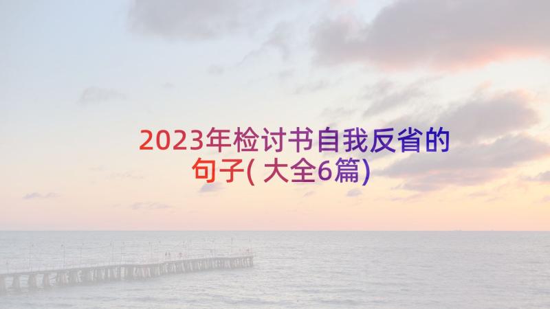 2023年检讨书自我反省的句子(大全6篇)