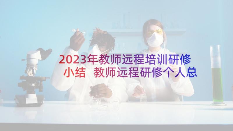 2023年教师远程培训研修小结 教师远程研修个人总结(优秀8篇)