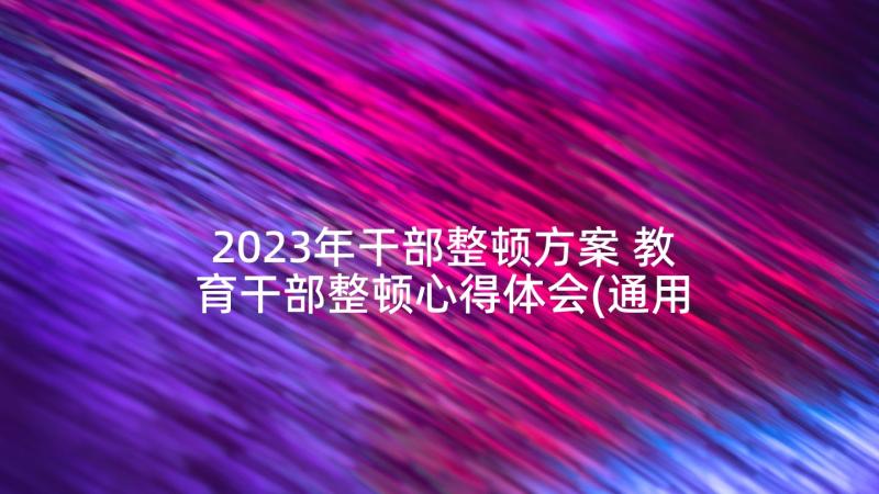 2023年干部整顿方案 教育干部整顿心得体会(通用9篇)