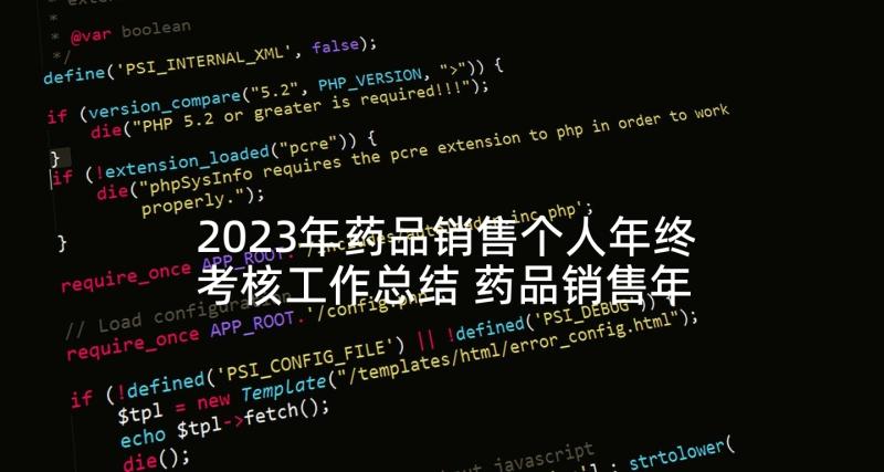 2023年药品销售个人年终考核工作总结 药品销售年终个人工作总结(精选5篇)