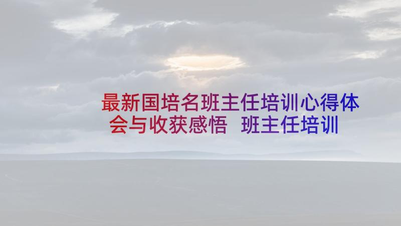 最新国培名班主任培训心得体会与收获感悟 班主任培训心得体会与收获(精选5篇)