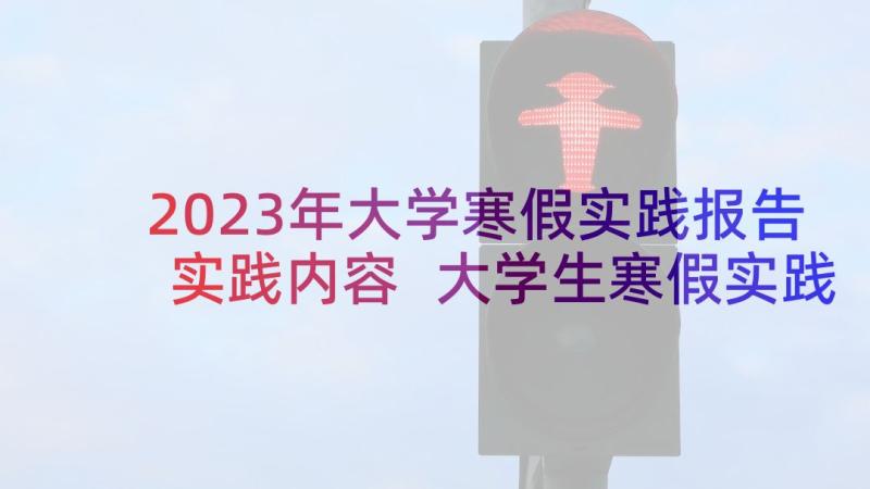 2023年大学寒假实践报告实践内容 大学生寒假实践报告(大全6篇)