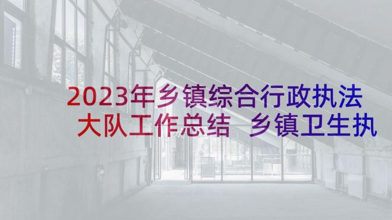 2023年乡镇综合行政执法大队工作总结 乡镇卫生执法监督大队工作总结报告(优秀5篇)