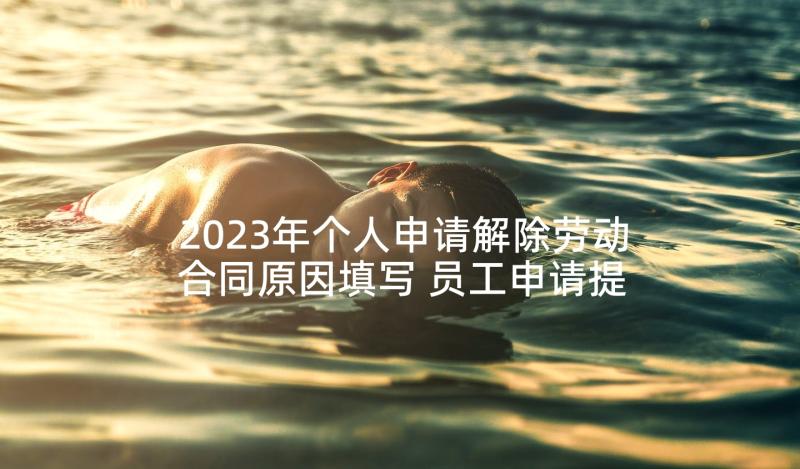 2023年个人申请解除劳动合同原因填写 员工申请提前解除劳动合同(优秀5篇)