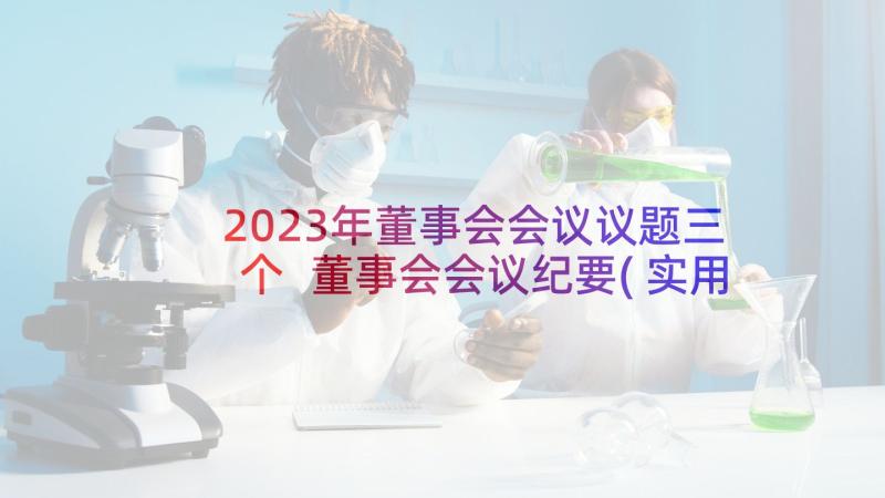 2023年董事会会议议题三个 董事会会议纪要(实用10篇)