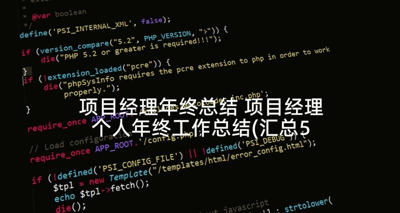 项目经理年终总结 项目经理个人年终工作总结(汇总5篇)