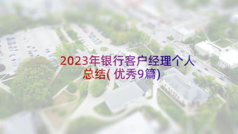 2023年银行客户经理个人总结(优秀9篇)