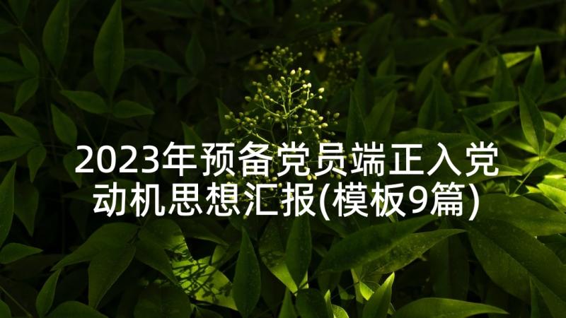 2023年预备党员端正入党动机思想汇报(模板9篇)