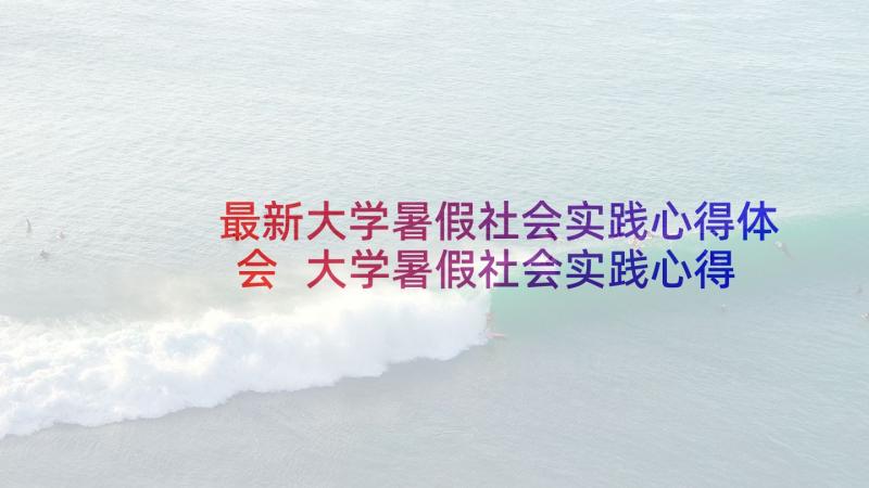 最新大学暑假社会实践心得体会 大学暑假社会实践心得(精选9篇)