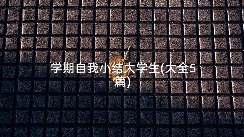 学期自我小结大学生(大全5篇)