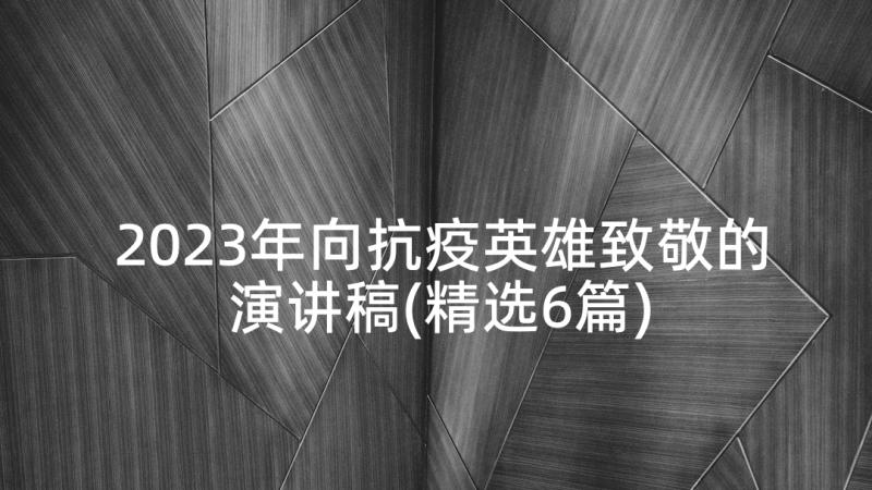 2023年向抗疫英雄致敬的演讲稿(精选6篇)