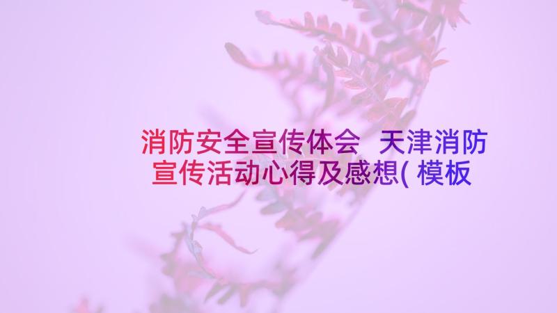 消防安全宣传体会 天津消防宣传活动心得及感想(模板5篇)