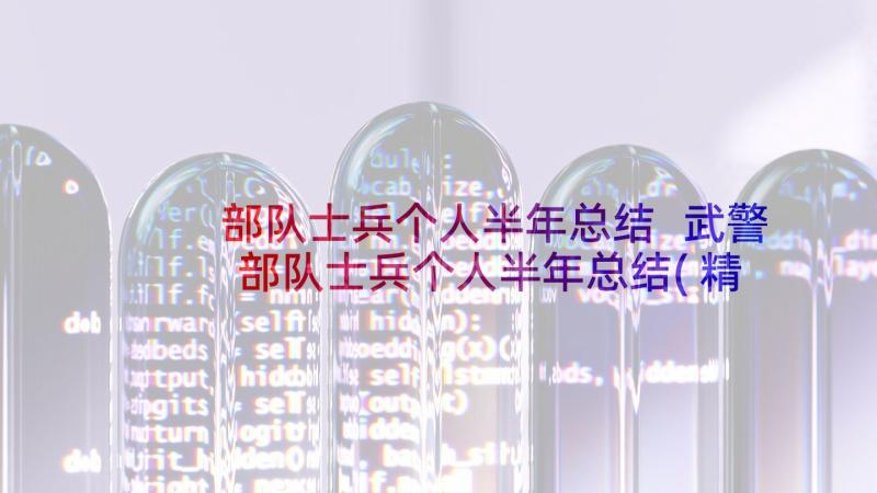 部队士兵个人半年总结 武警部队士兵个人半年总结(精选10篇)