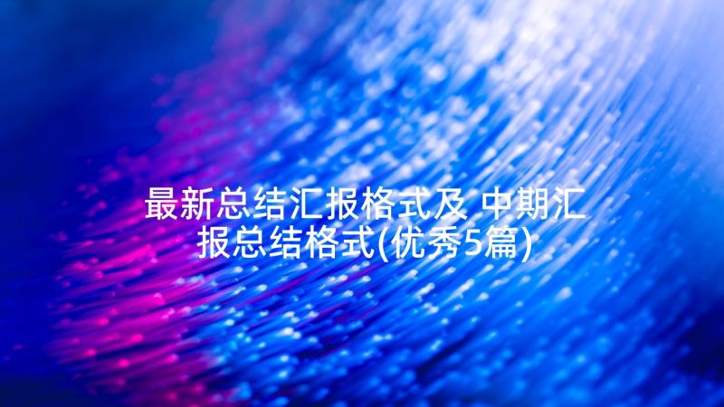 最新总结汇报格式及 中期汇报总结格式(优秀5篇)