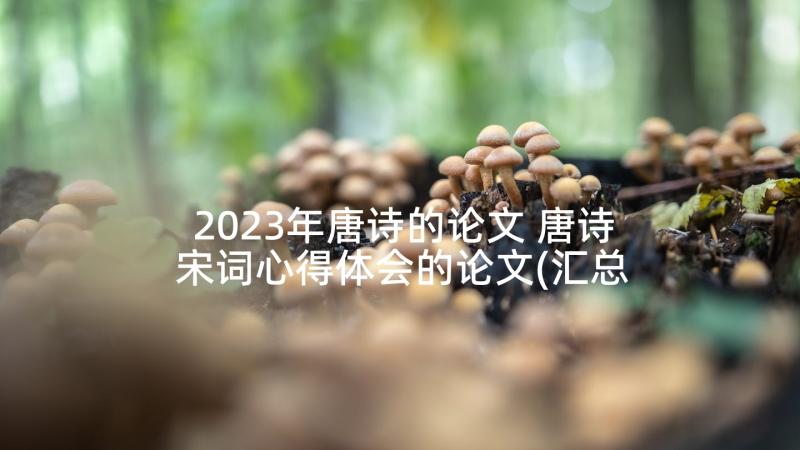 2023年唐诗的论文 唐诗宋词心得体会的论文(汇总5篇)