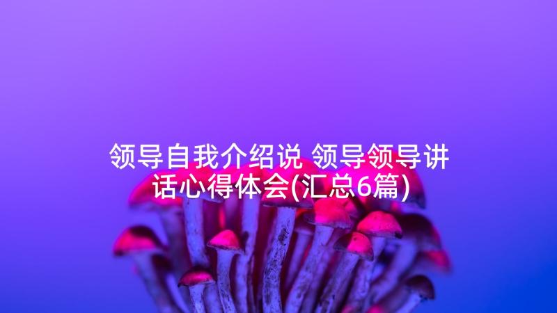 领导自我介绍说 领导领导讲话心得体会(汇总6篇)