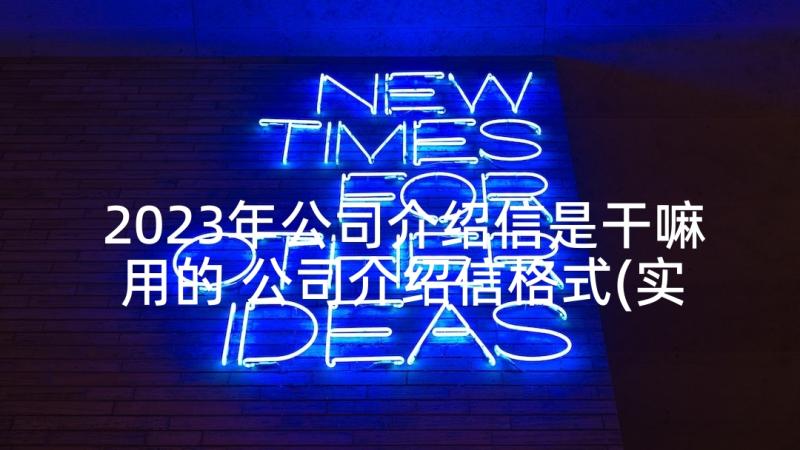 2023年公司介绍信是干嘛用的 公司介绍信格式(实用5篇)