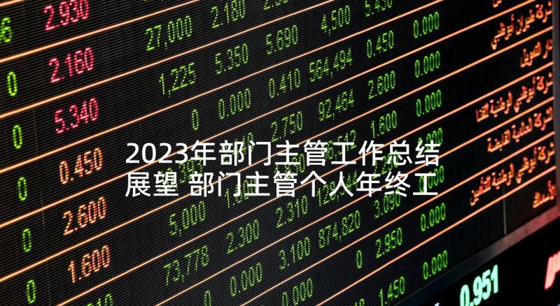 2023年部门主管工作总结展望 部门主管个人年终工作总结(优秀5篇)