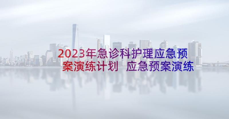 2023年急诊科护理应急预案演练计划 应急预案演练工作计划(优质10篇)