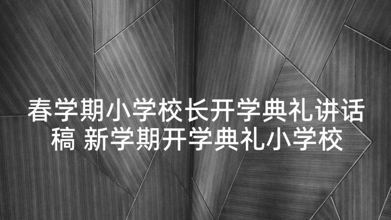 春学期小学校长开学典礼讲话稿 新学期开学典礼小学校长讲话(大全5篇)