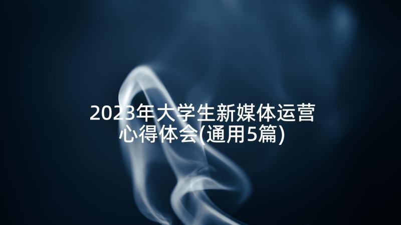 2023年大学生新媒体运营心得体会(通用5篇)