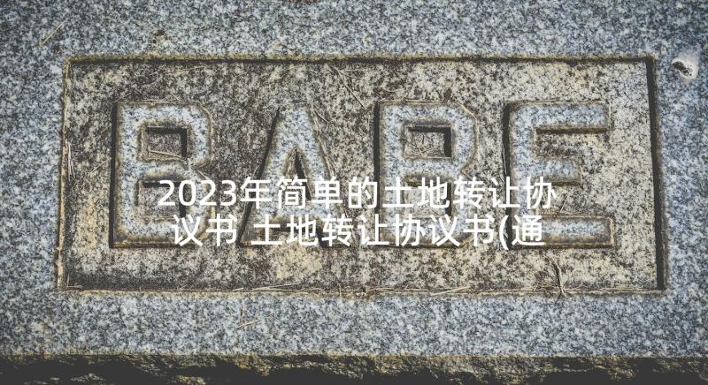 2023年简单的土地转让协议书 土地转让协议书(通用9篇)