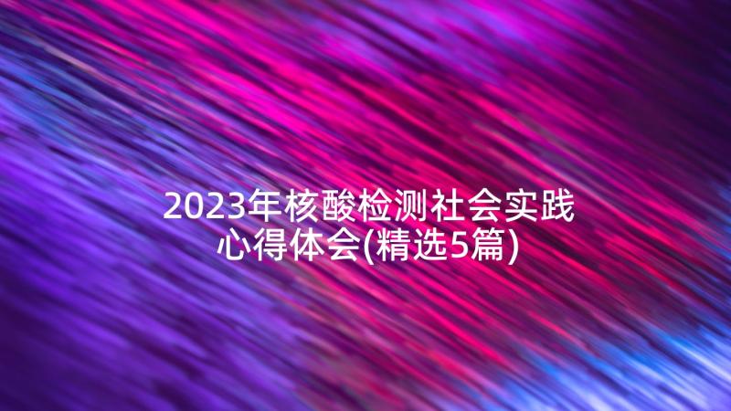 2023年核酸检测社会实践心得体会(精选5篇)