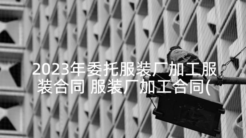 2023年委托服装厂加工服装合同 服装厂加工合同(实用7篇)