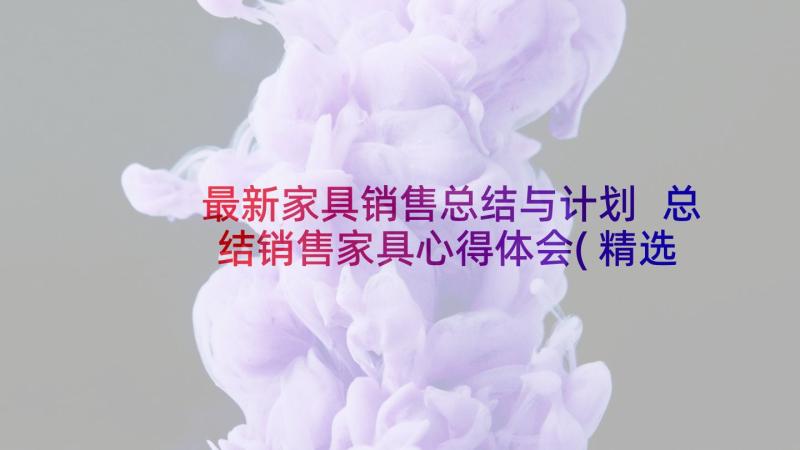 最新家具销售总结与计划 总结销售家具心得体会(精选8篇)