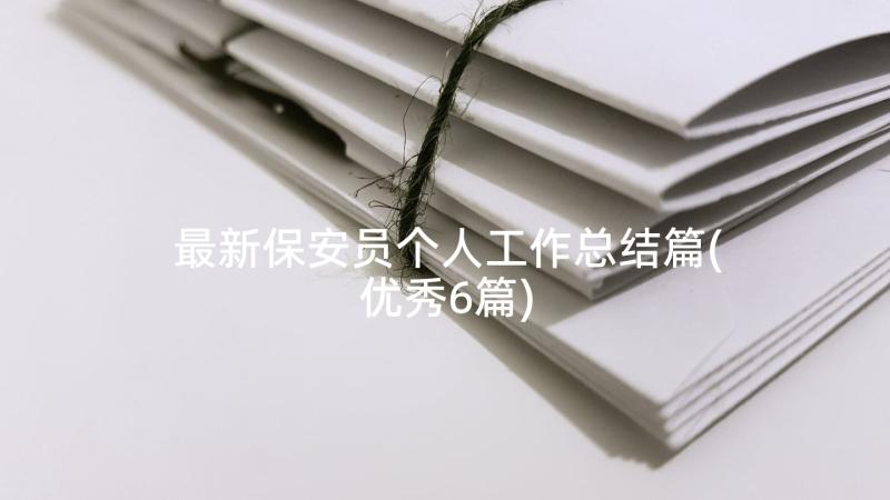 最新保安员个人工作总结篇(优秀6篇)