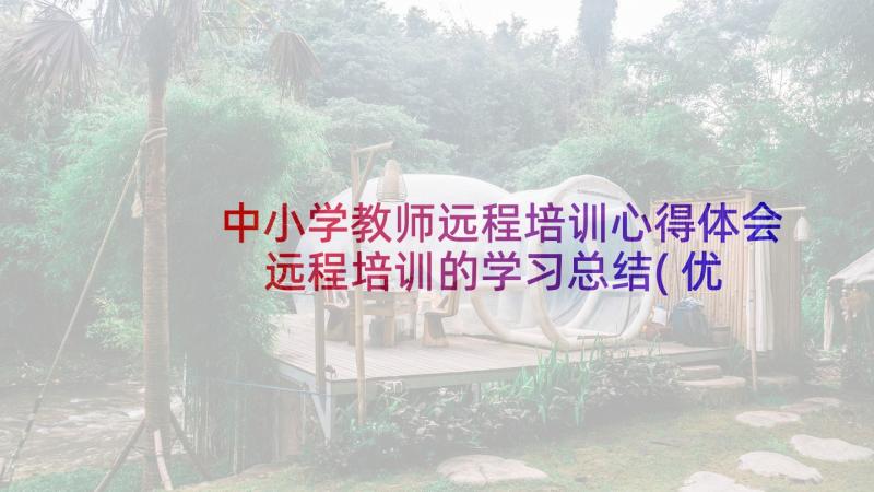 中小学教师远程培训心得体会 远程培训的学习总结(优质10篇)