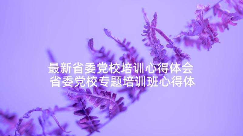 最新省委党校培训心得体会 省委党校专题培训班心得体会总结(通用5篇)