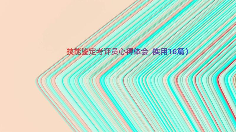 技能鉴定考评员心得体会（实用16篇）