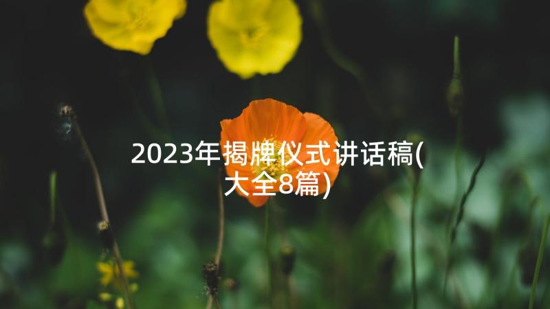 2023年揭牌仪式讲话稿(大全8篇)