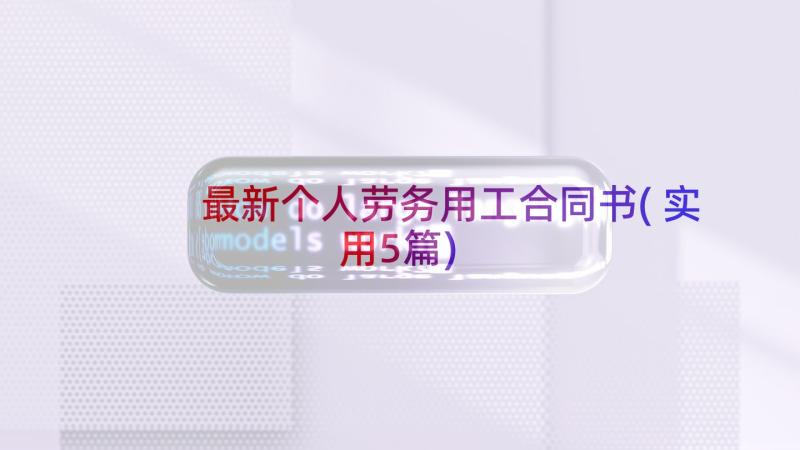 最新个人劳务用工合同书(实用5篇)