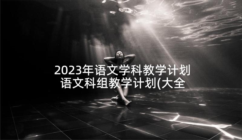 2023年语文学科教学计划 语文科组教学计划(大全6篇)