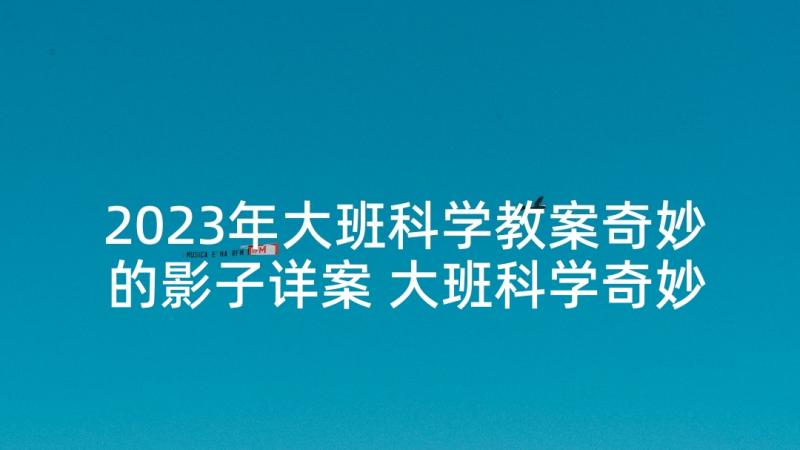 2023年大班科学教案奇妙的影子详案 大班科学奇妙的声音教案(精选5篇)